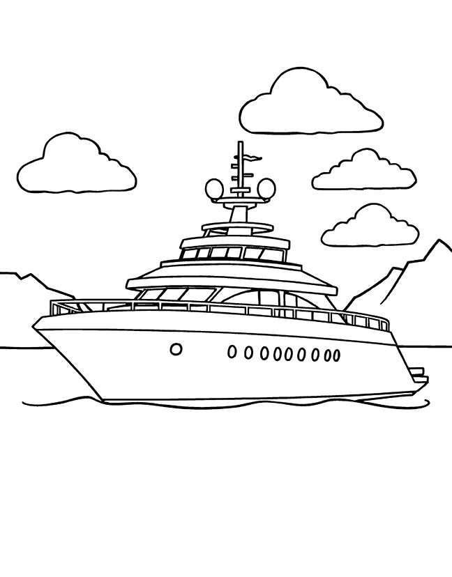 Luxury yacht coloring page